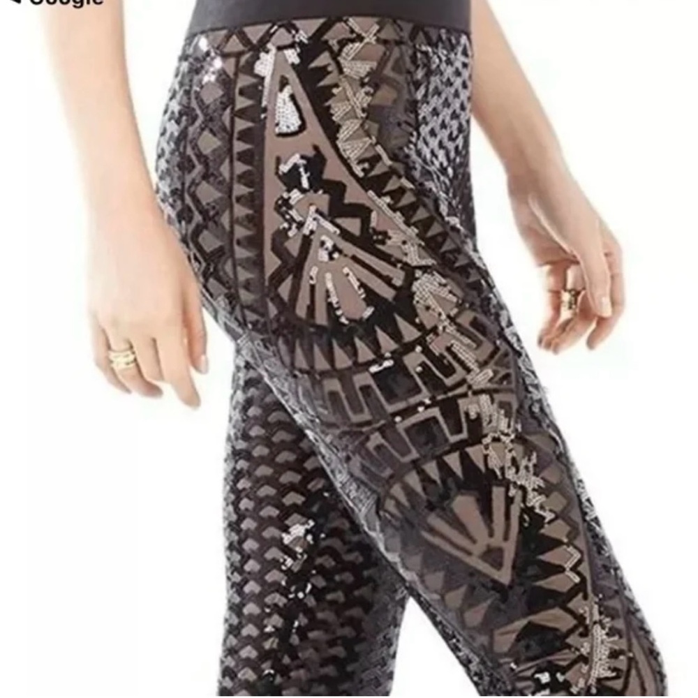 BCBGMaxAzria Black Dena Mosaic Sequence Legging Large